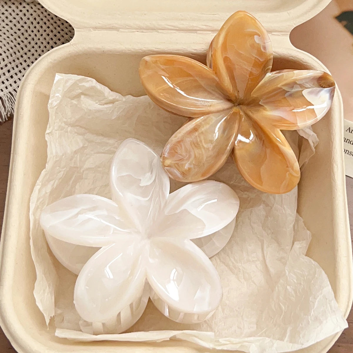 Hawaiianische Blumenkrallenklammern für Frauen, Blumen-Haarklammern mit Marmorader für dünnes Haar, süßer Strand-Haarschmuck