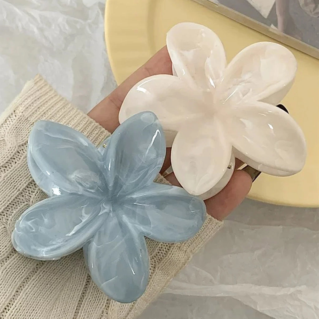 Hawaiianische Blumenkrallenklammern für Frauen, Blumen-Haarklammern mit Marmorader für dünnes Haar, süßer Strand-Haarschmuck