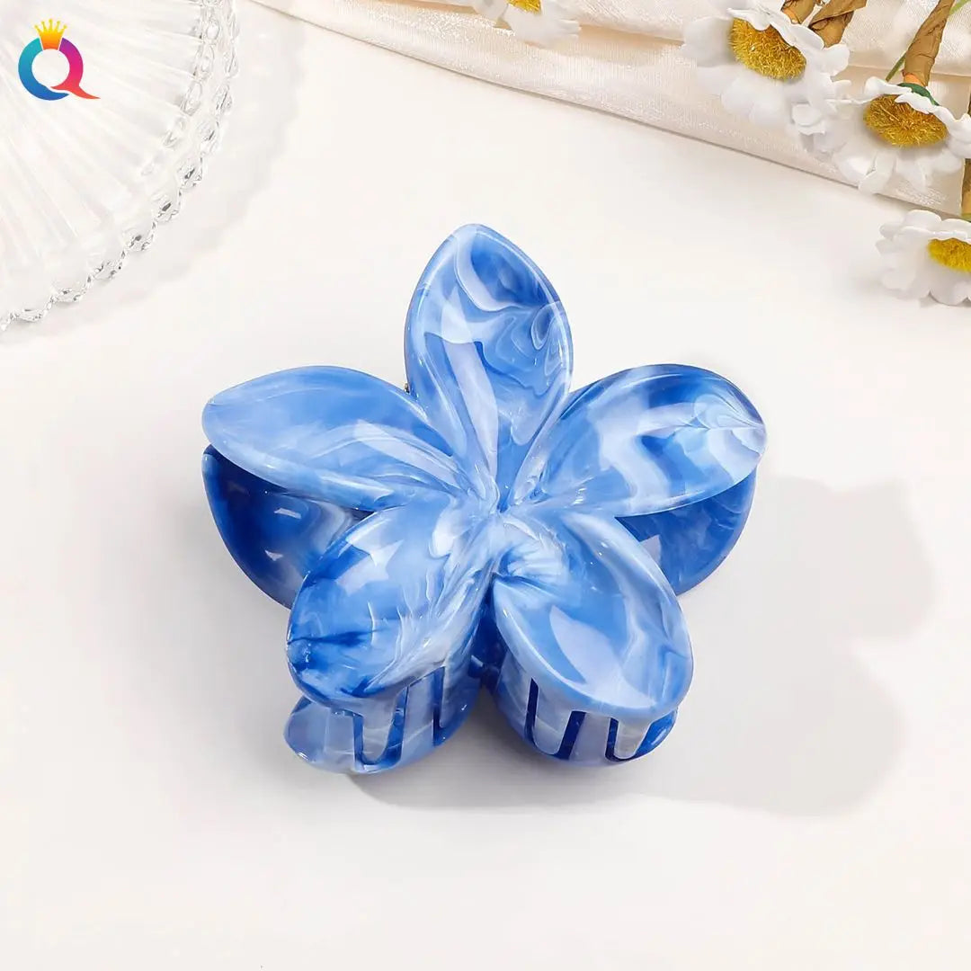 Hawaiianische Blumenkrallenklammern für Frauen, Blumen-Haarklammern mit Marmorader für dünnes Haar, süßer Strand-Haarschmuck