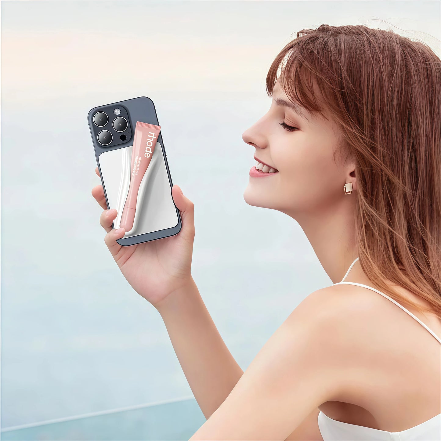 Lipgloss & Lippenstift Handyhalter – Weiche Silikon Universalhalterung für iPhone 15/14/16 Pro Max & Samsung S24/S25 – Starker Klebe-Standfuß für den Schreibtisch