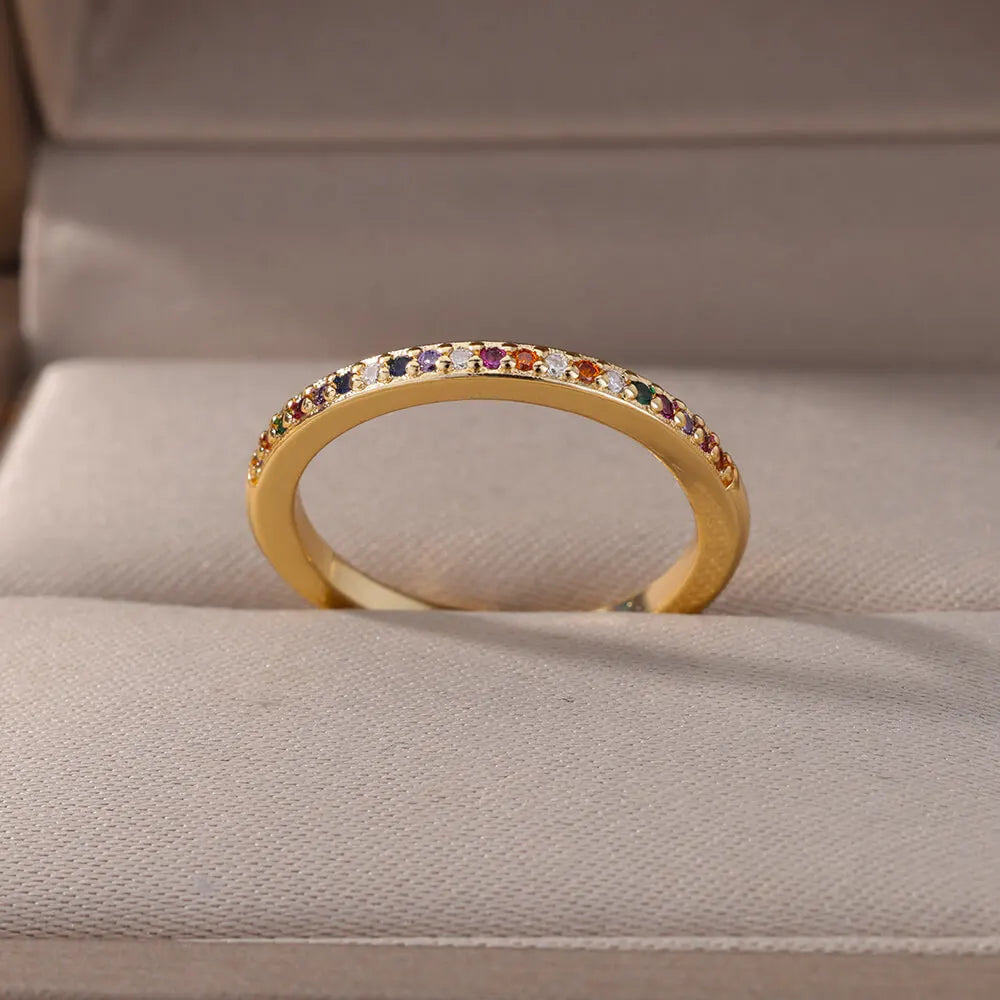 Mini Zirkon Grüne Ringe Für Frauen Edelstahl Gold Farbe Einstellbare Finger Ring Verlobung Hochzeit Weihnachten Schmuck Geschenk