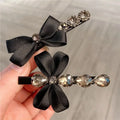 1/2 Stück Damen-Haarspangen, koreanische Schleife, Strass, süß, elegant, sanft, Haarnadel, Kopfbedeckung, Kawaii, hochwertiger Haarschmuck