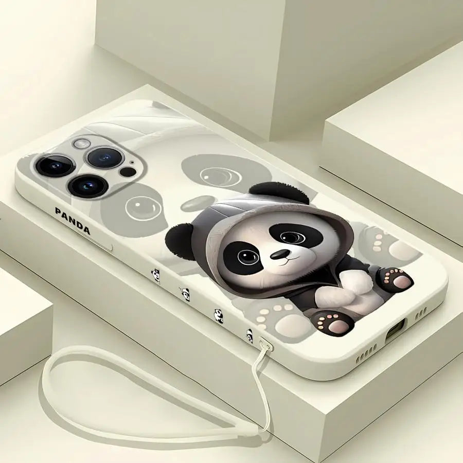 Süße Panda iPhone Hülle – Weiches Silikon Case – für iPhone 7–16 Pro / 14 Pro Max / 15 Plus / SE / XR / XS Max / 12 Mini