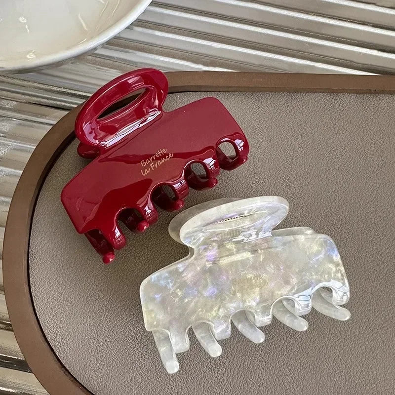 5,5 cm lange Acetat-Haarkrabben, rote Haarspangen für Mädchen und Frauen, zum Binden von Haarschmuck, neue koreanische Mode