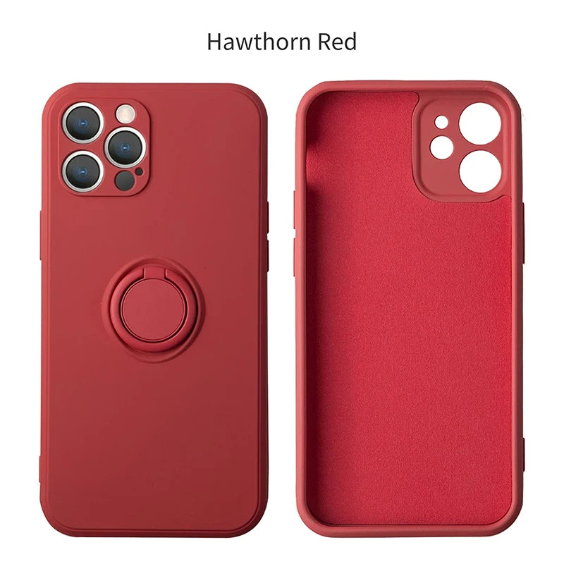 Flüssiges Silikon, magnetische Halterung, Ring-Telefonhüllen für iPhone 15 14 13 12 11 Pro Max Mini X XS XR 8 7 Plus, stoßfeste Rückseite
