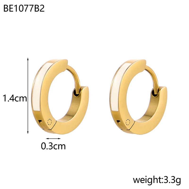 Glamour Jewelry Edelstahl tropfendes Öl schwarz weiß bunte Emaille-Creolen geometrische Emaille-Ohrstecker für Frauen
