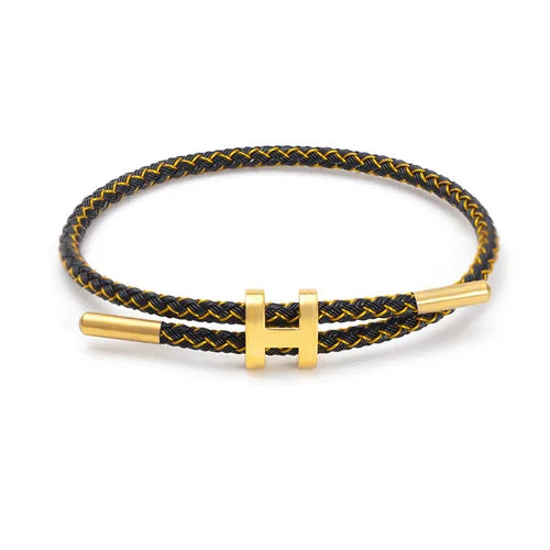 G&D Edelstahl vergoldetes einfaches H-förmiges verstellbares Hartseil-Armband, geeignet als Geschenk für den täglichen Gebrauch von Damen und Herren