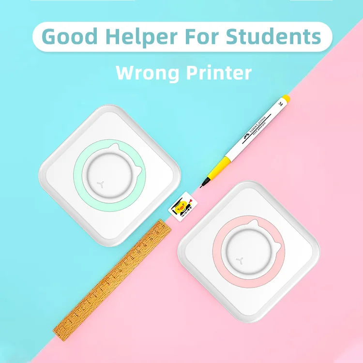 Tragbarer Mini-Thermodrucker, kabellos, BT 203 dpi, Fotoetikett, Memo, falsche Frage, Drucken mit USB-Kabel, tragbar