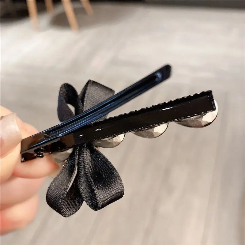1/2 Stück Damen-Haarspangen, koreanische Schleife, Strass, süß, elegant, sanft, Haarnadel, Kopfbedeckung, Kawaii, hochwertiger Haarschmuck