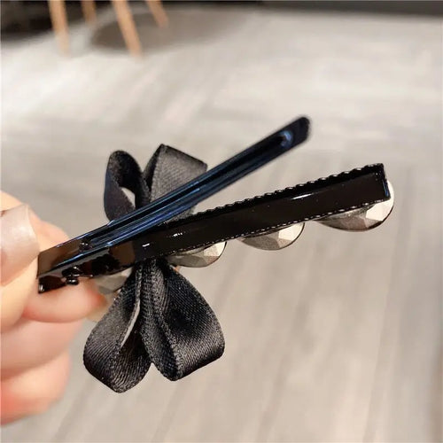 1/2 Stück Damen-Haarspangen, koreanische Schleife, Strass, süß, elegant, sanft, Haarnadel, Kopfbedeckung, Kawaii, hochwertiger Haarschmuck