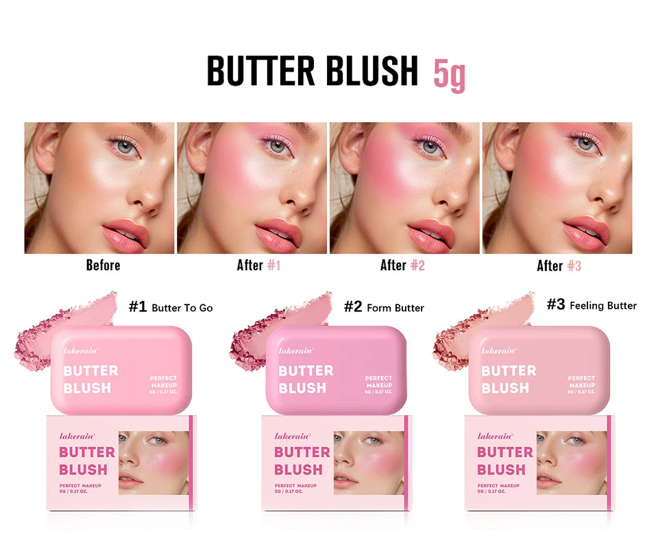 Professionelles Puder-Rouge – 12 Stunden Halt, Vegane Formel, Rosa & Creme