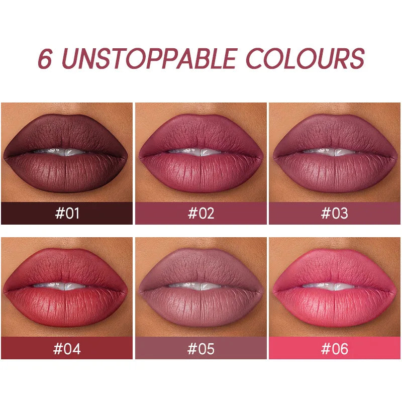 USHAS 12-Farben-Lipliner + Lippenstift-Set, leicht färbender, mattierter Lippenstift, langlebiger nackroter Lippenstift