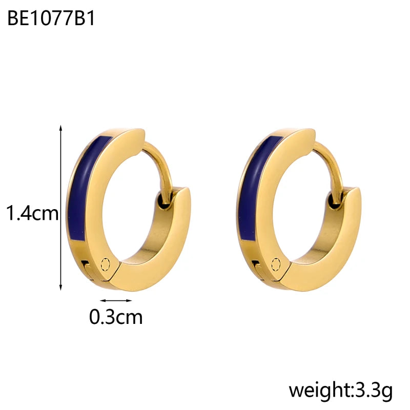 Glamour Jewelry Edelstahl tropfendes Öl schwarz weiß bunte Emaille-Creolen geometrische Emaille-Ohrstecker für Frauen
