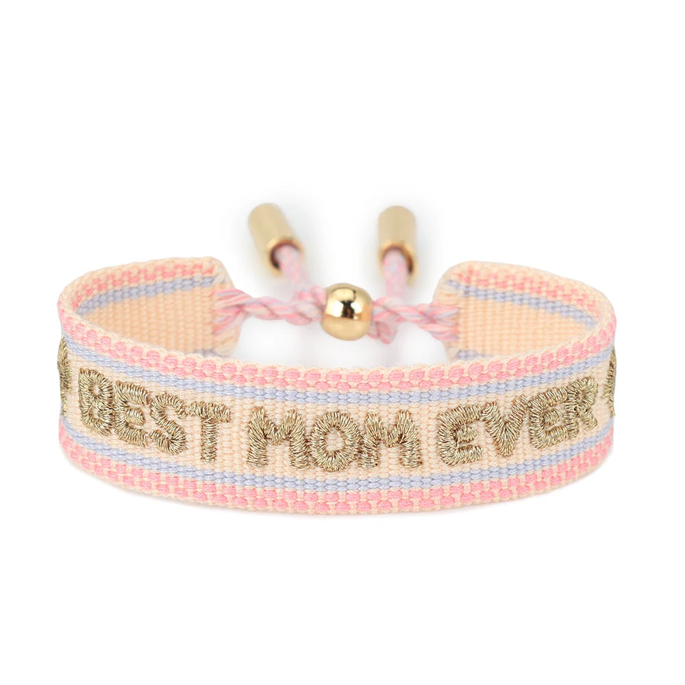 BEST MOM Stickerei-Armbänder, verstellbares Armband, Geschenk für Super-Mama