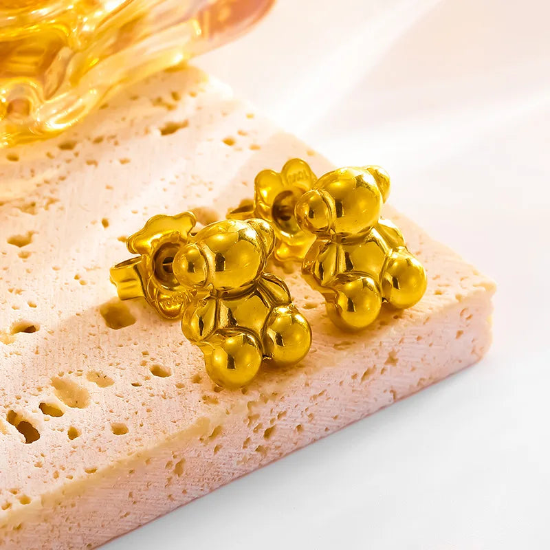 ZAKOL Glänzende Zirkon Teddybär Charm Tropfen Creolen für Frauen Mädchen Geometrische Chinesischen Stil Ohr Zubehör Schmuck Geschenk