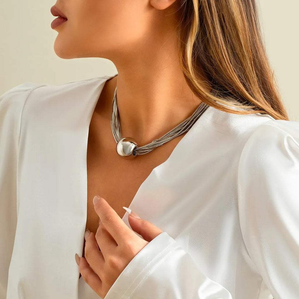 Übertriebene gedrehte klobige Kette Halskette für Frauen Punk Big Ball Anhänger Halsband Schlüsselbein Link Grunge Schmuck Steampunk Männer Neu