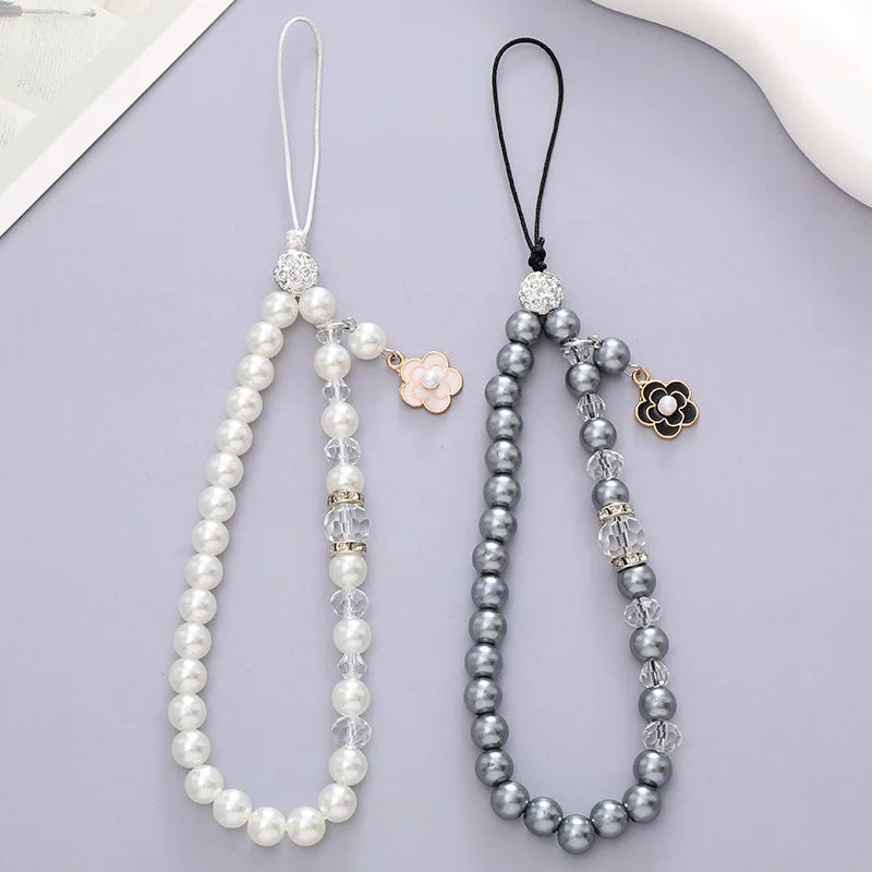 1PC Nette Shell Herz Bogen Imitation Perle Perlen Kette Anhänger Telefon Schlüsselbund Imitation Perle Tasche Schlüssel Kette