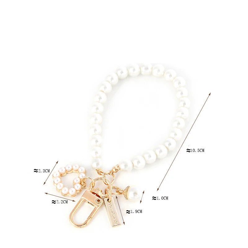 1PC Nette Shell Herz Bogen Imitation Perle Perlen Kette Anhänger Telefon Schlüsselbund Imitation Perle Tasche Schlüssel Kette