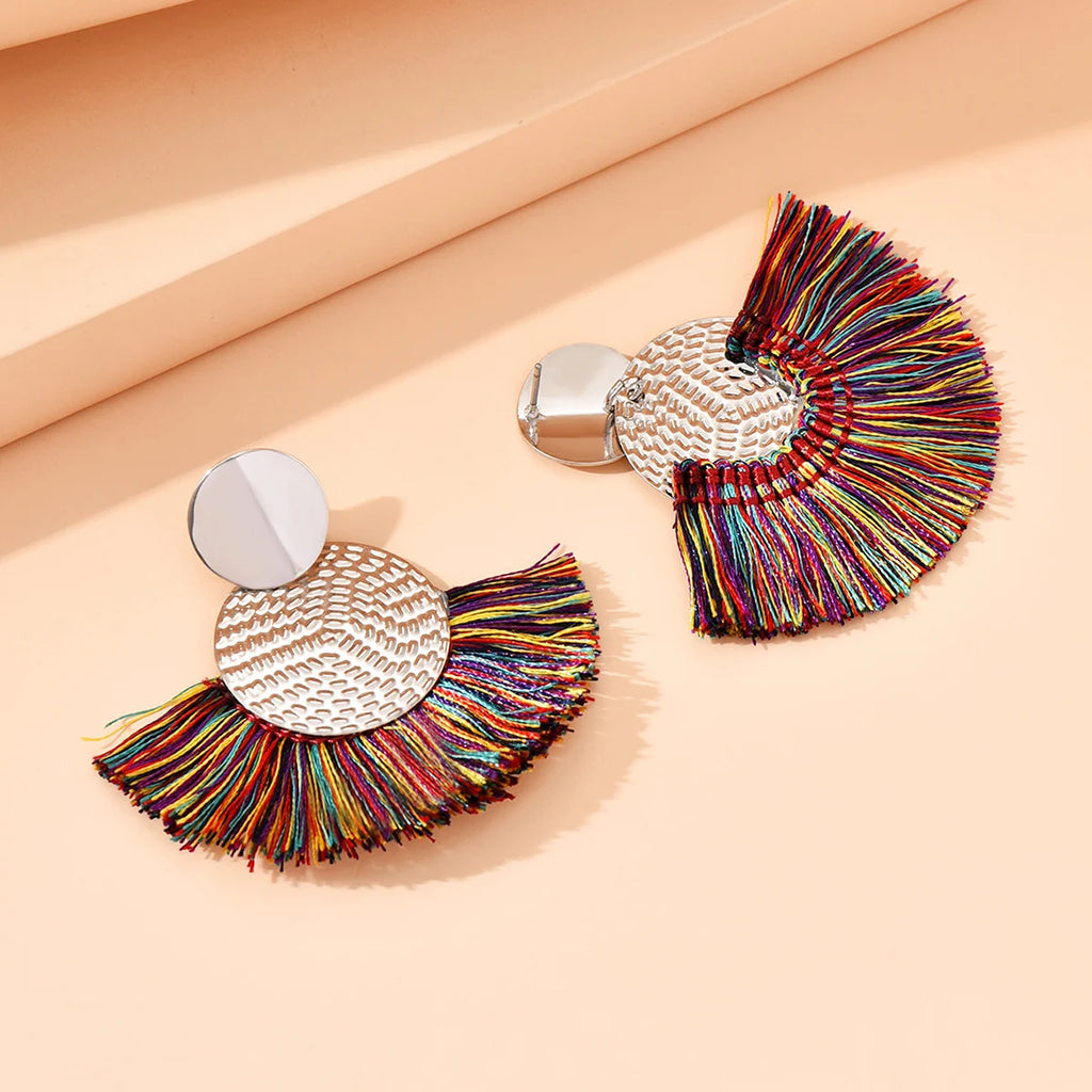 Mode Böhmischen Große Quaste Baumeln Weiße Fringe Weibliche Ohrringe Tropfen Ohrringe für Frauen Erklärung Hochzeit Schmuck