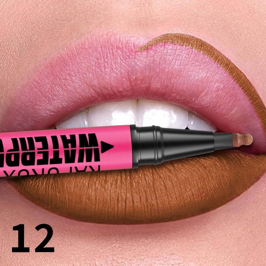 1PC Flüssigkeit Matte12-Farbe Lipliner Bleistift Wasserdicht Plumping Fleck Lippenstift Natürliche Lip Liner Umriss Lippen Kontur Make-Up