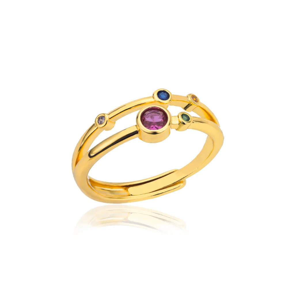 Bunte Zirkon Ringe Für Frauen Gold Farbe Edelstahl Farbige Zirkonia Ring Luxus Mode Hochzeit Schmuck Geschenk