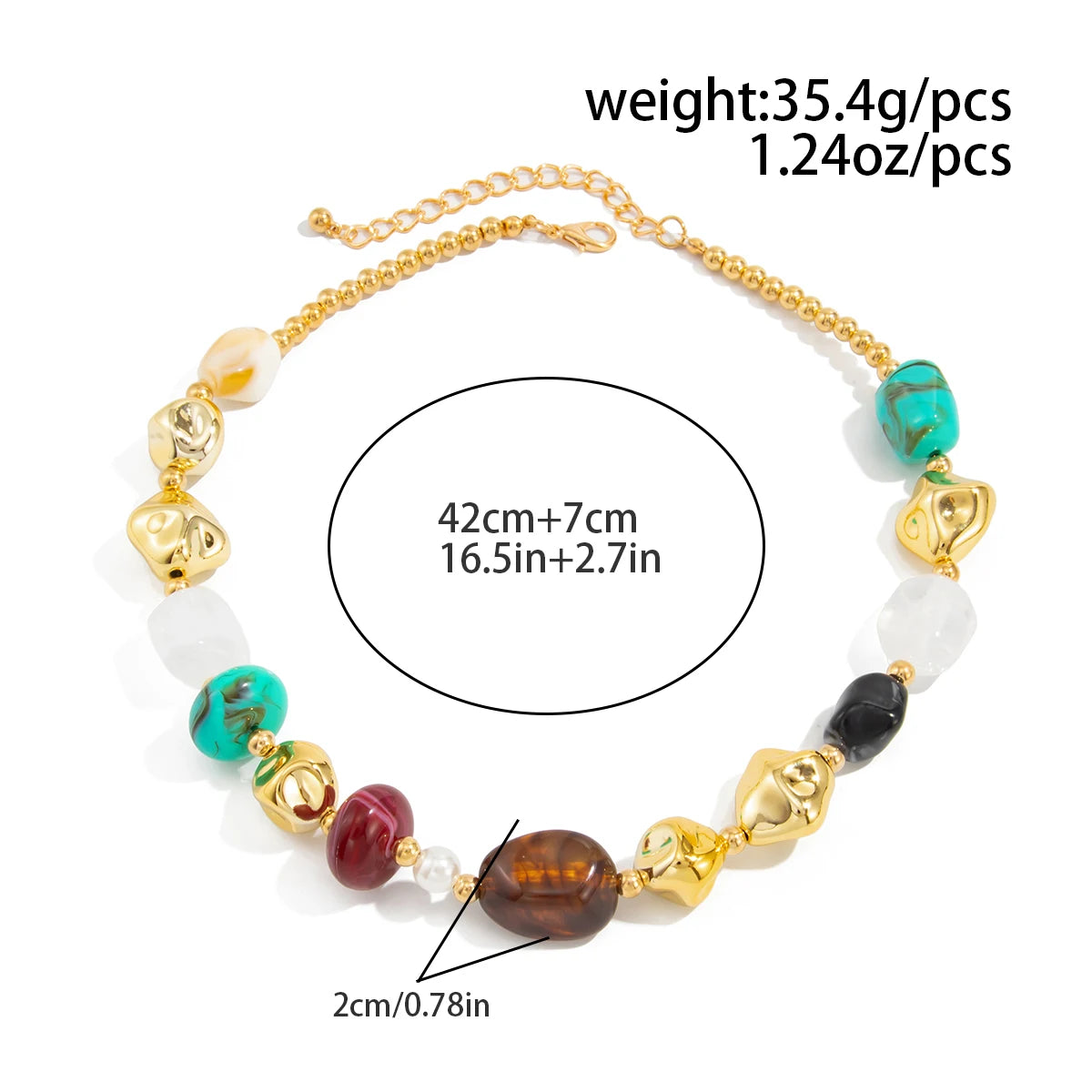 KunJoe Böhmische farbige Harzperlen-Halskette für Frauen, Vintage, verstellbare Acryl-Kurzhalskette, Schmuck am Hals