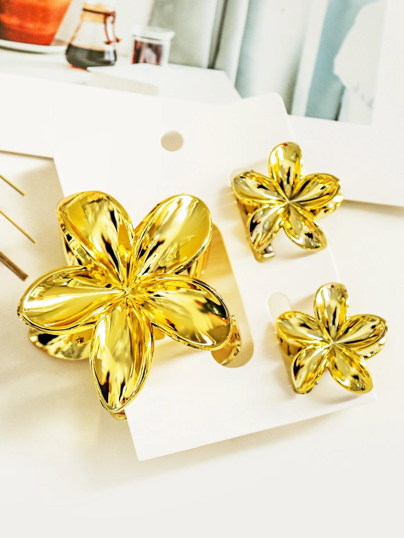 Hawaiianische Blumenkrallenklammern für Frauen, Blumen-Haarklammern mit Marmorader für dünnes Haar, süßer Strand-Haarschmuck