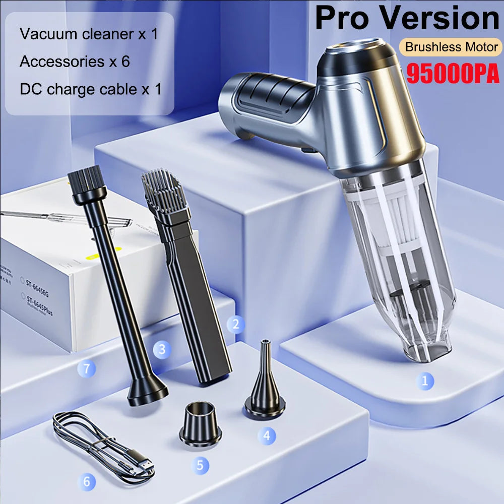 Kabelloser Auto- & Handstaubsauger 2-in-1 | Starke Saugkraft bis 95.000 PA