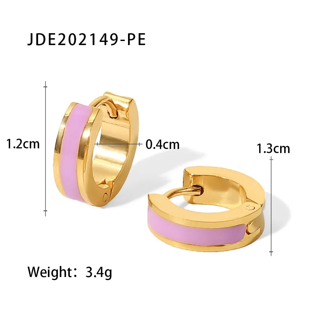 Glamour Jewelry Edelstahl tropfendes Öl schwarz weiß bunte Emaille-Creolen geometrische Emaille-Ohrstecker für Frauen