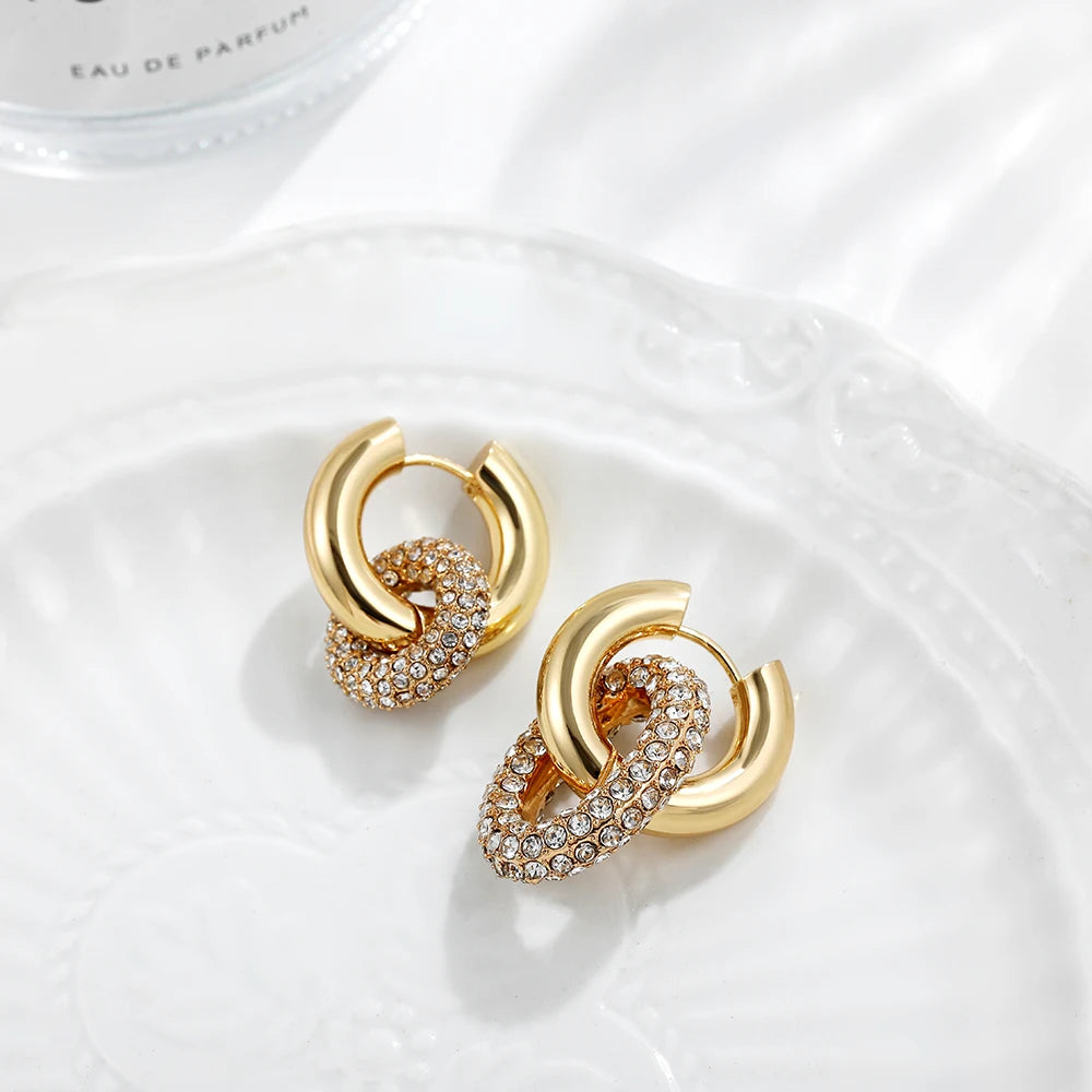 Mode CZ Zirkon Runde Huggie Creolen für Frauen Geometrische U Form Ohr Schnalle Hoops Vergoldet Edelstahl Schmuck