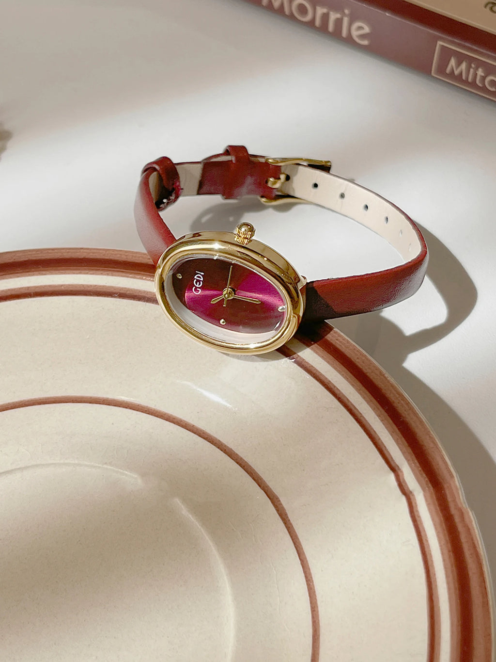 Elegante Luxus-Armbanduhren mit Lederarmband für Damen, wasserabweisender Quarzuhr mit kleinem ovalem Zifferblatt, perfektes Geschenk für Damen