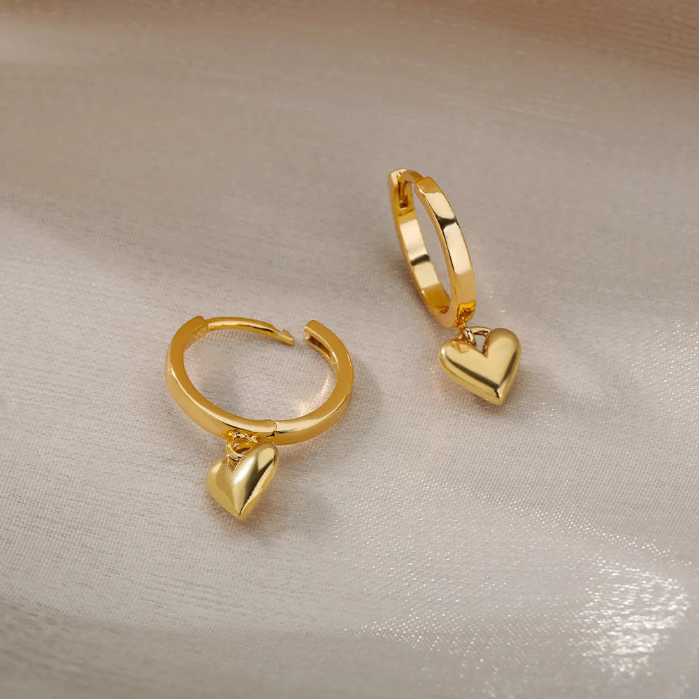 Edelstahl Herz Ohrringe Für Frauen Vintage Gold Farbe Herz Tropfen Ohrring Hochzeit Valentinstag Schmuck Geschenk Kostenloser Versand