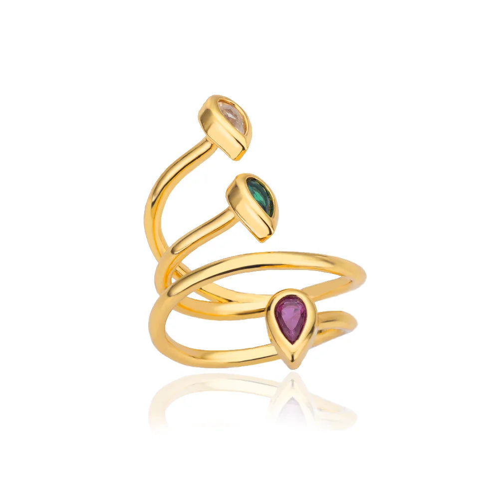 Bunte Zirkon Ringe Für Frauen Gold Farbe Edelstahl Farbige Zirkonia Ring Luxus Mode Hochzeit Schmuck Geschenk