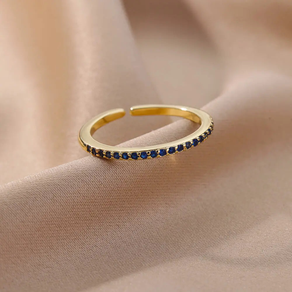 Mini Zirkon Grüne Ringe Für Frauen Edelstahl Gold Farbe Einstellbare Finger Ring Verlobung Hochzeit Weihnachten Schmuck Geschenk