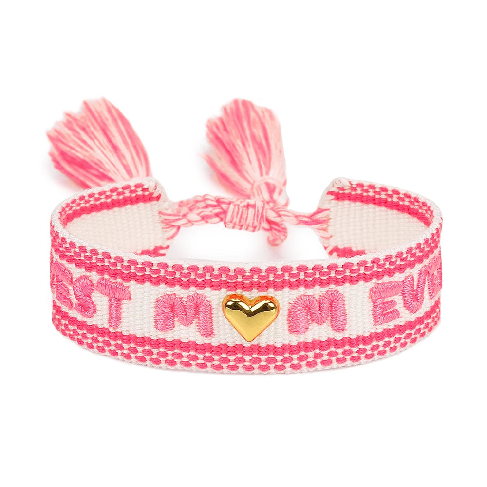BEST MOM Stickerei-Armbänder, verstellbares Armband, Geschenk für Super-Mama