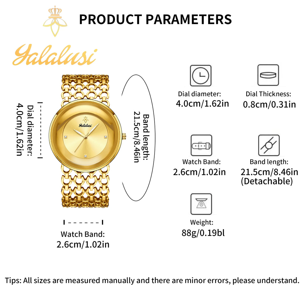 YaLaLuSi Damen-Quarzuhr Gold Luxus-Aktion Skelett-Armband-Design Box-Uhr Vergoldet