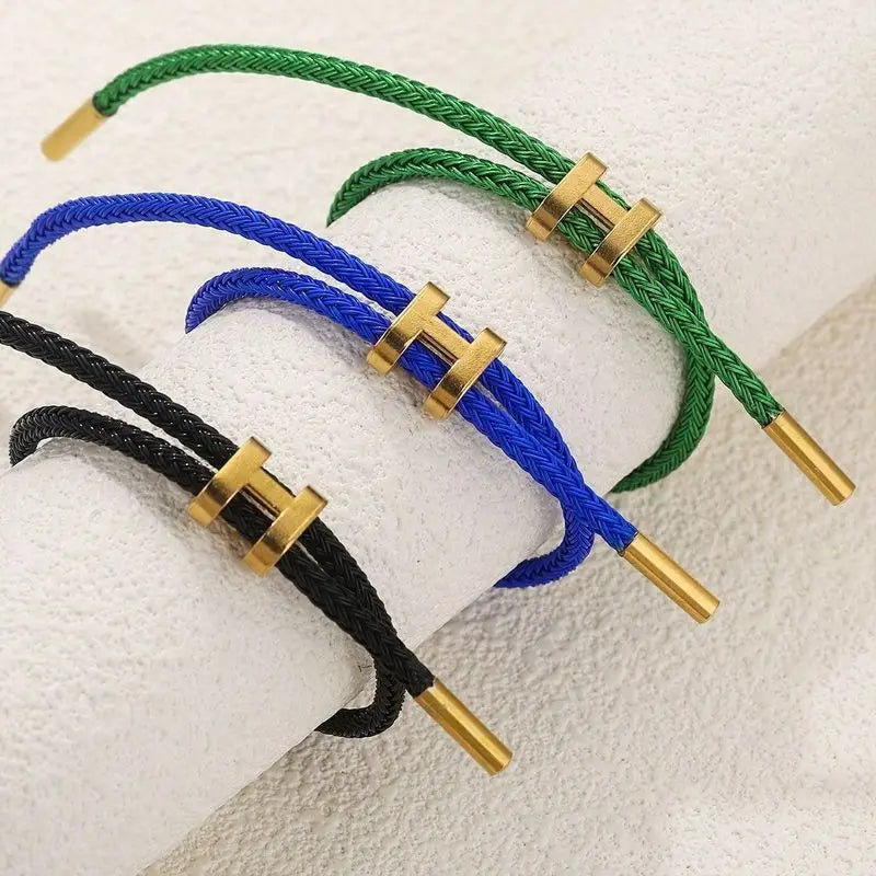 G&D Edelstahl vergoldetes einfaches H-förmiges verstellbares Hartseil-Armband, geeignet als Geschenk für den täglichen Gebrauch von Damen und Herren