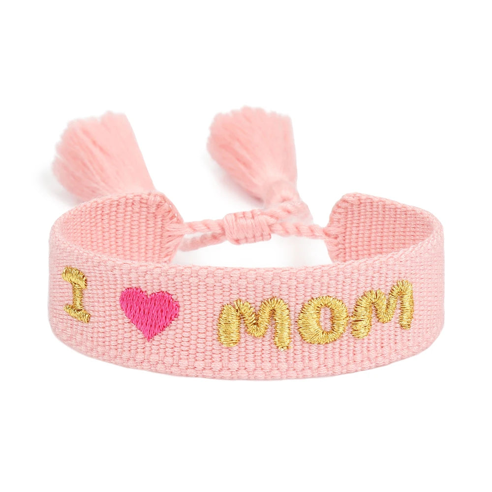 BEST MOM Stickerei-Armbänder, verstellbares Armband, Geschenk für Super-Mama