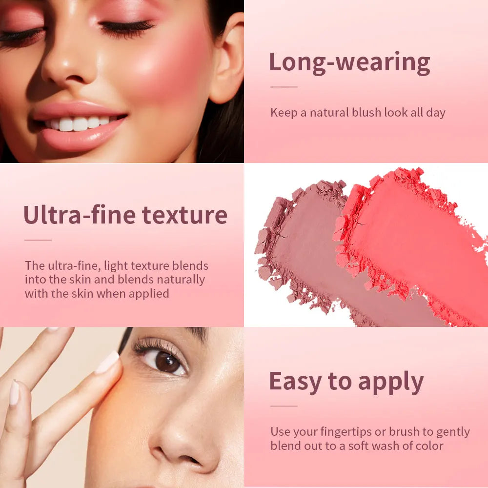 Gesichtsrouge, matt, natürlich, Wangentönung, erhellt das Gesicht, rosa, rot, Gesichtskonturierung, Kosmetik, Rouge, Puder, weiches weibliches Make-up