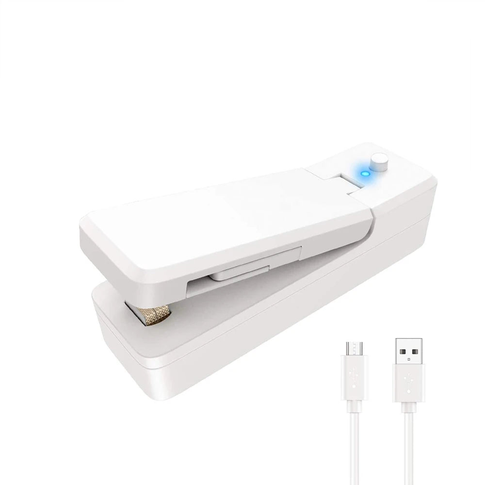 Mini-Beutelversiegelungsgerät, 2-in-1, wiederaufladbar, tragbar, Vakuum-Heißsiegelgerät und -schneider für Kunststoff-Snacks, PVC-Beutel, Picknick-Kampagne im Freien