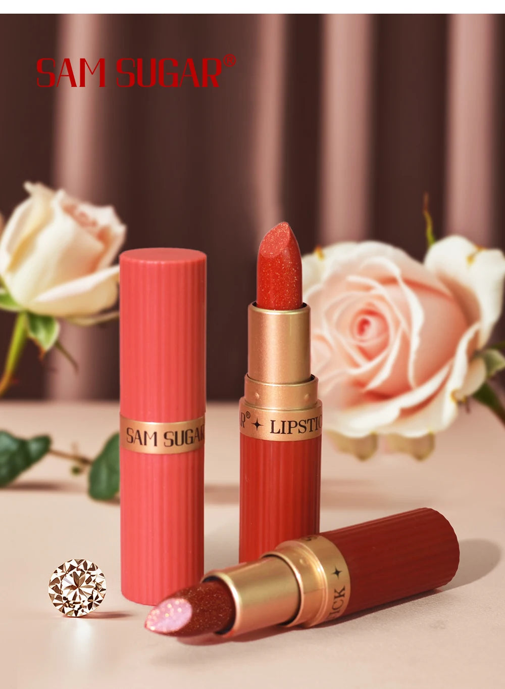 Rosa Glitzer Lippenstift – Wasserfest & Matt Finish