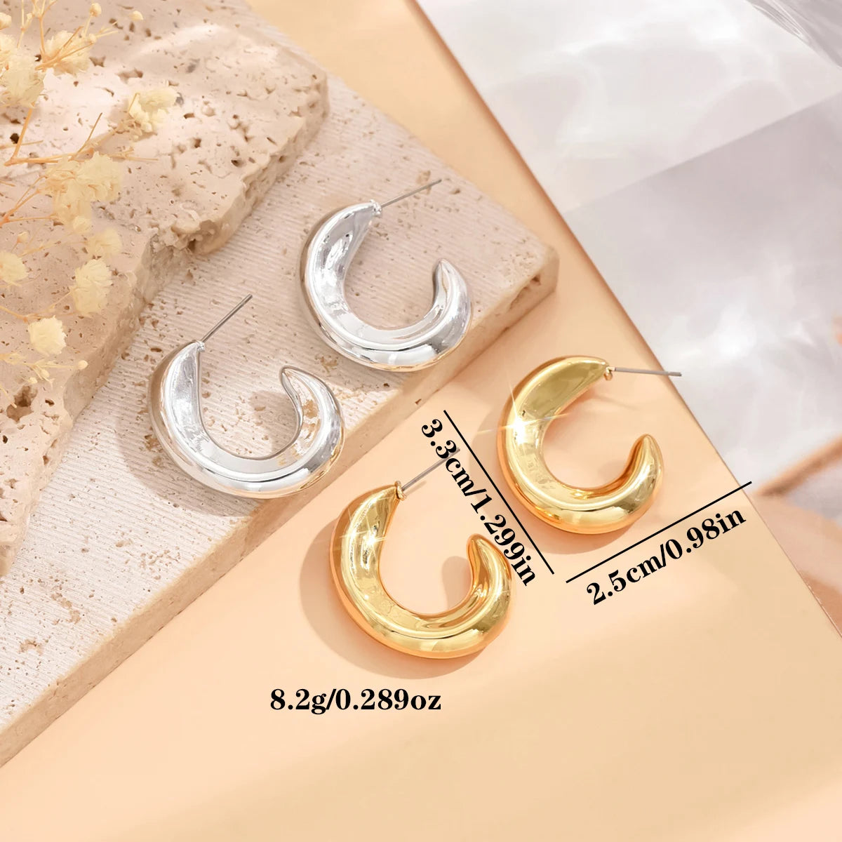 Natura Sabi Geometrische unregelmäßige metallische Farbohrringe für Frauen 2024, minimalistischer Stil, Persönlichkeitsohrringe, trendiger Schmuck, Geschenk