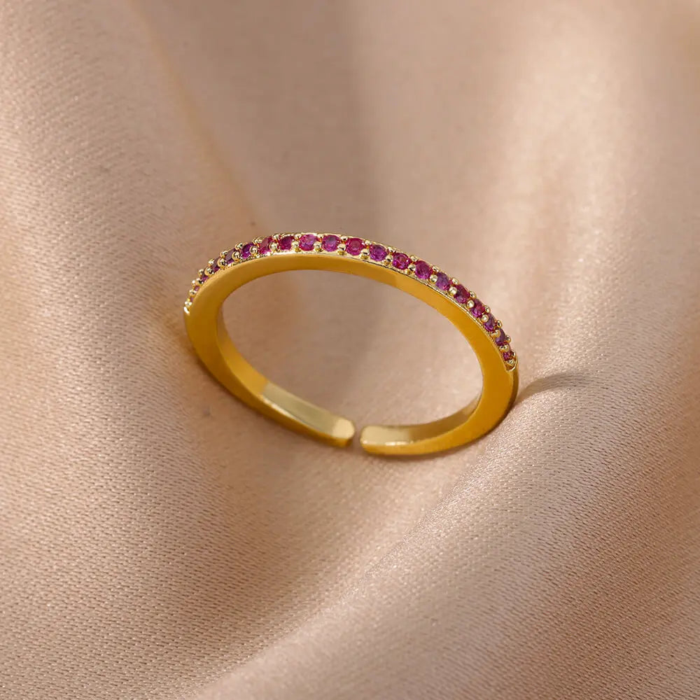 Mini Zirkon Grüne Ringe Für Frauen Edelstahl Gold Farbe Einstellbare Finger Ring Verlobung Hochzeit Weihnachten Schmuck Geschenk