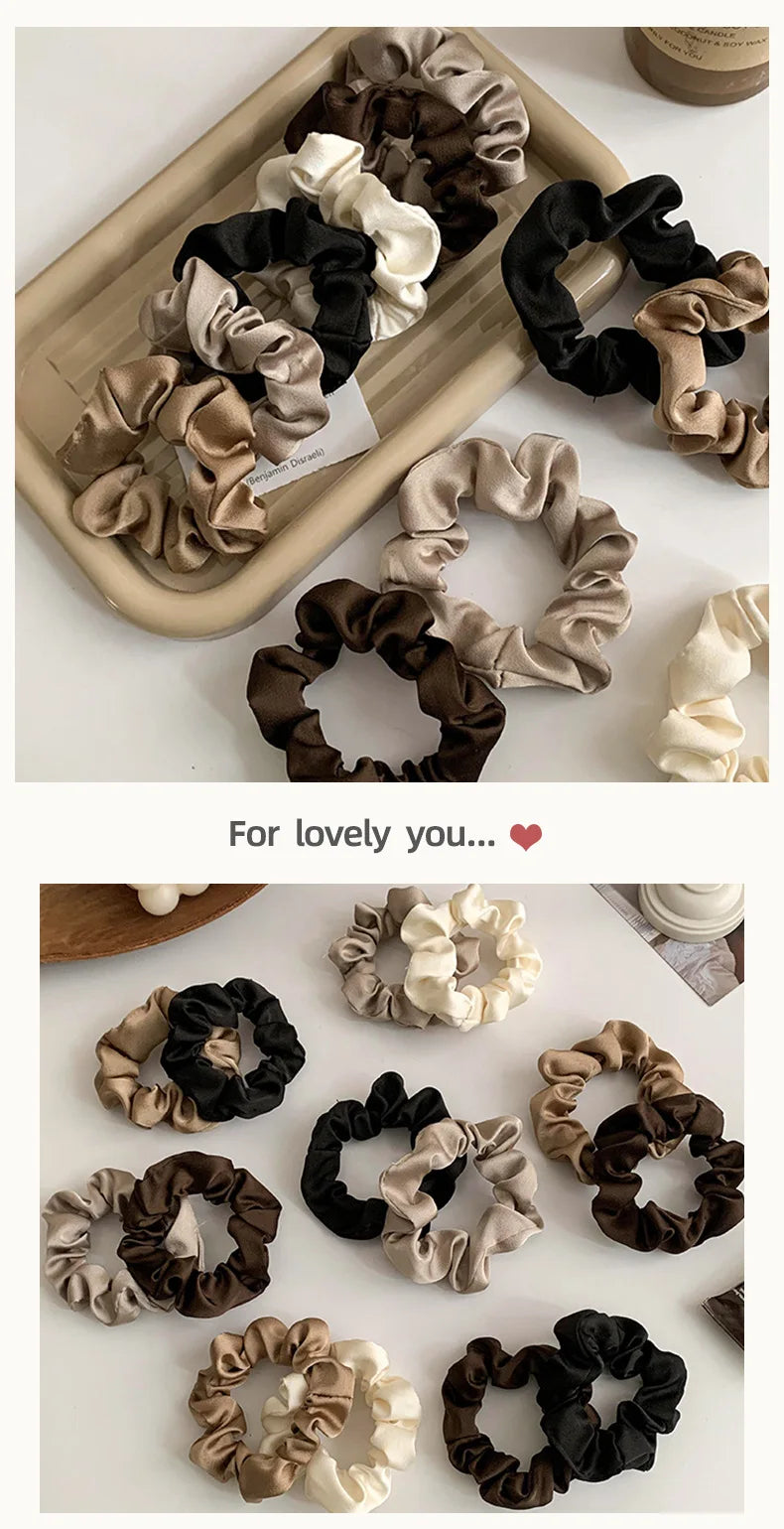 Satin Scrunchies für Frauen | Set Elastische Haarbänder