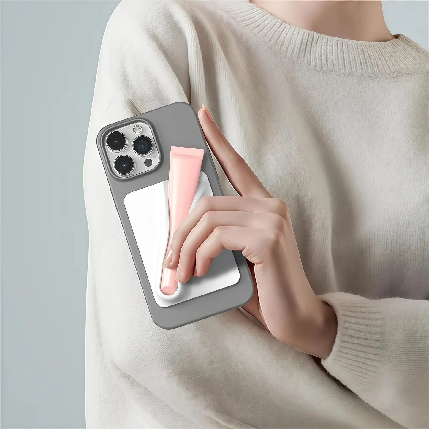 Lipgloss & Lippenstift Handyhalter – Weiche Silikon Universalhalterung für iPhone 15/14/16 Pro Max & Samsung S24/S25 – Starker Klebe-Standfuß für den Schreibtisch