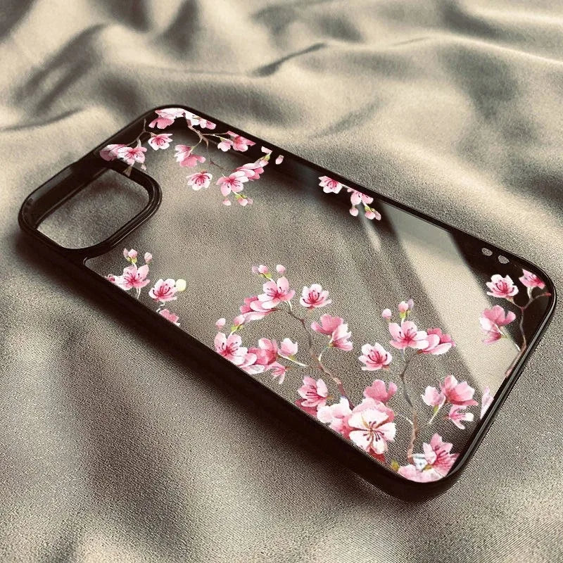 Rosa Magnolienblüten-Handyhülle für iPhone 17, 16, 15, 14, 11, 13, 12 Pro Max, 7 oder 8, SE, 17 Air Plum Blossom, stoßfeste, klare Hartschale