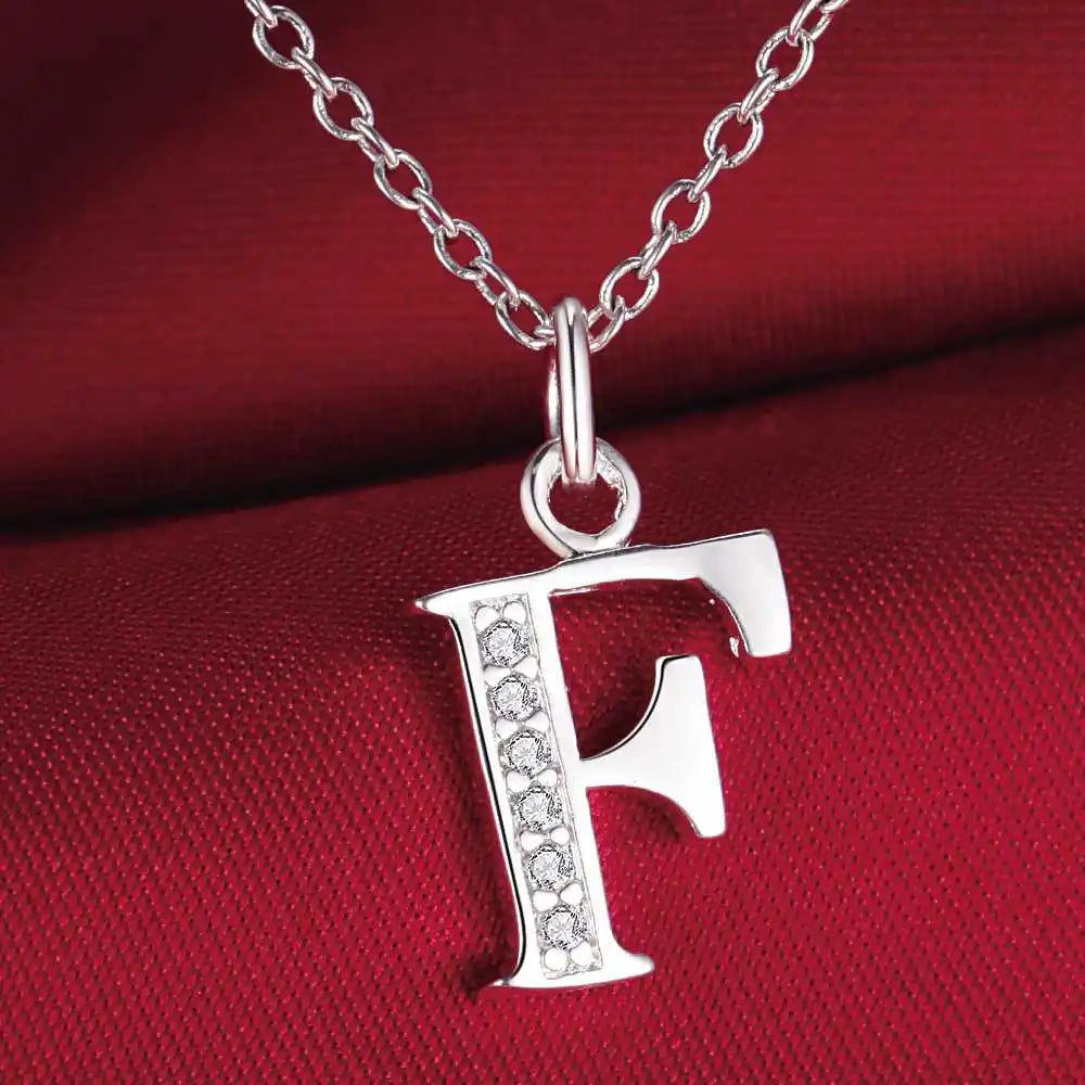 26 Buchstaben 925 Sterling Silber Halskette Anhänger Zirkon für Frauen exquisite Student Freundin Schmuck Zubehör Hochzeitsgeschenk