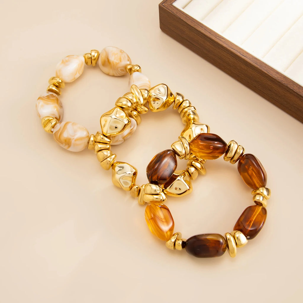 Salircon Y2K 3 Teile/satz Böhmischen Acryl Harz CCB Perlen Armband Frauen Vintage Barock Stil Spleißen Armreif Täglichen Charme Schmuck