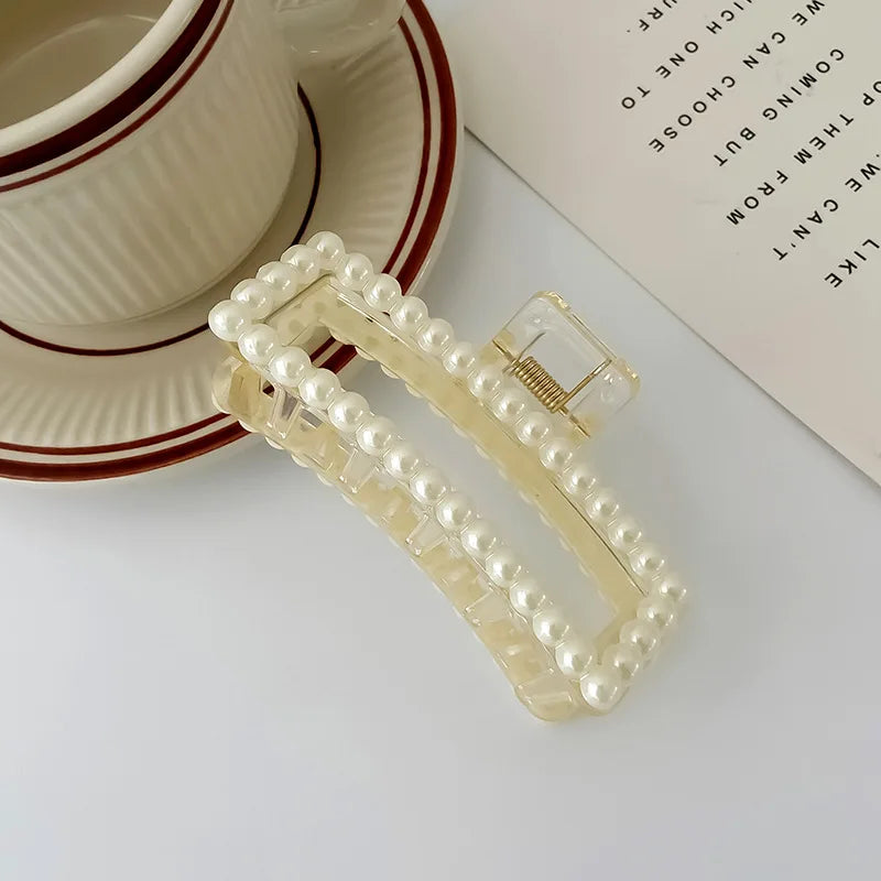 Koreanische Imitation Perle Haarnadeln Geometrische Haar Krallen Bad Große Fang Clip Shark Clip Zurück Kopf Haar Clip Frauen Haar Zubehör