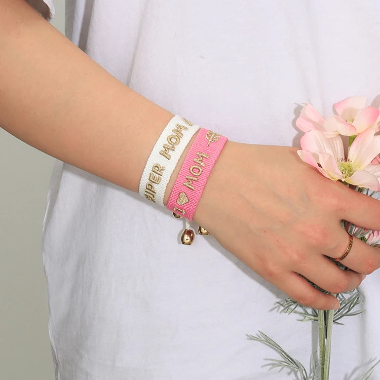 BEST MOM Stickerei-Armbänder, verstellbares Armband, Geschenk für Super-Mama